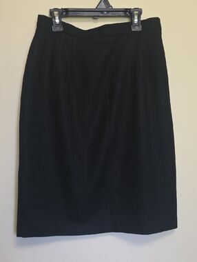 Michele Black Tailored Wool Pencil Skirt